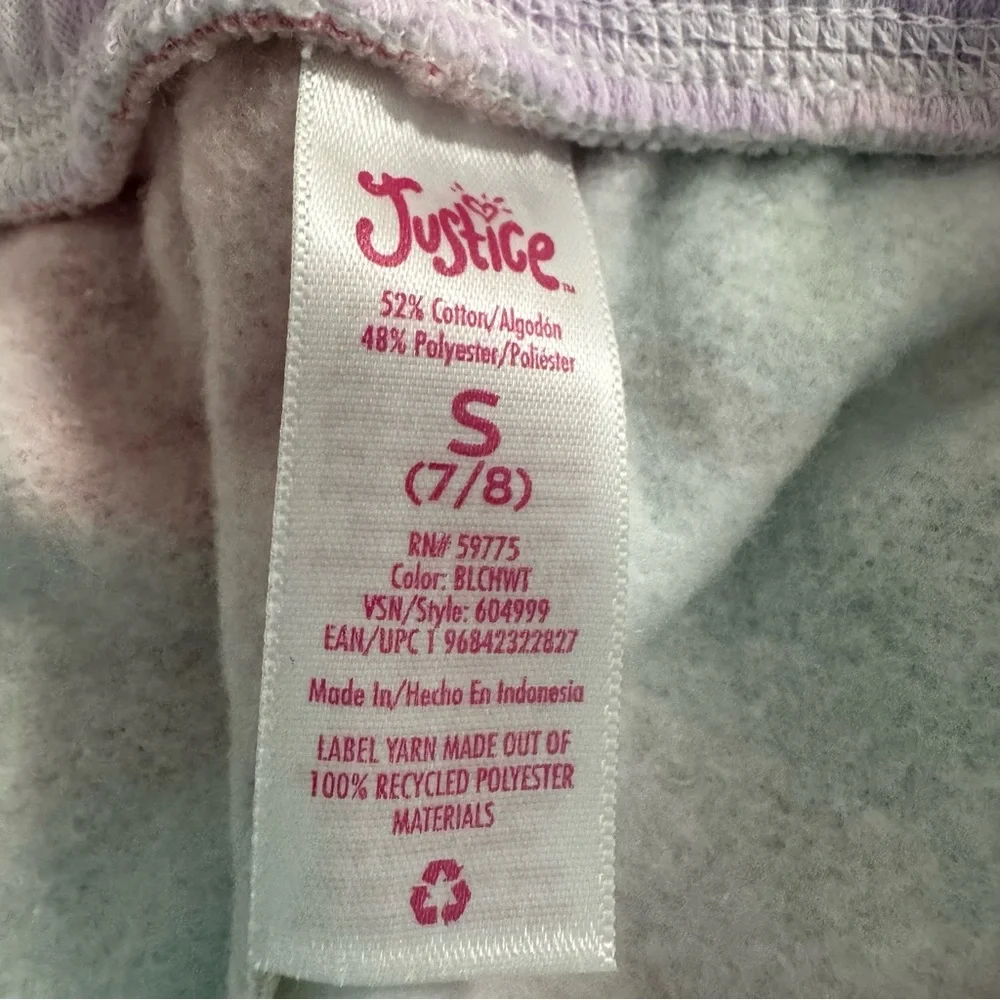 Justice Printed Fleece Sweat Shorts Girls S 7-8  Drawstring Tie-dye New